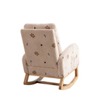 Fauteuil à bascule moderne rembourré avec poche latérale, chaise de chambre d'enfant en bois à dossier haut