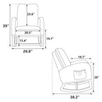 Fauteuil à bascule moderne rembourré avec poche latérale, chaise de chambre d'enfant en bois à dossier haut