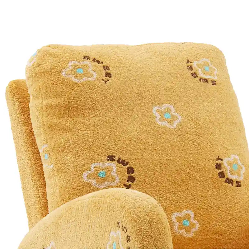 Fauteuil à bascule moderne rembourré avec poche latérale, chaise de chambre d'enfant en bois à dossier haut