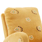 Fauteuil à bascule moderne rembourré avec poche latérale, chaise de chambre d'enfant en bois à dossier haut