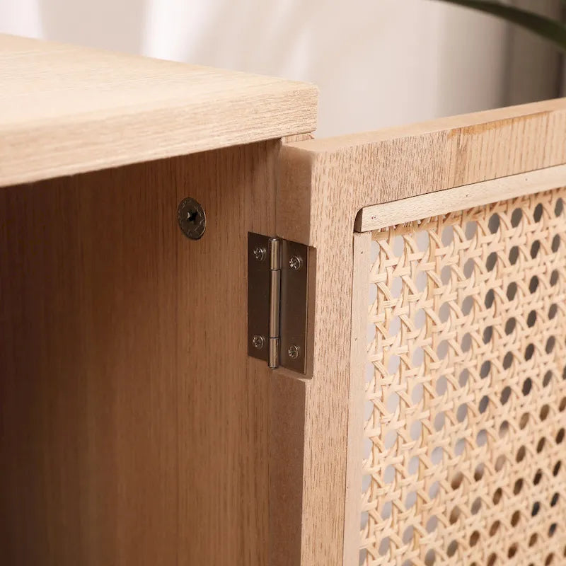 Meuble TV bohème pour téléviseur 55 pouces, centre multimédia avec étagère réglable