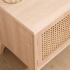 Meuble TV bohème pour téléviseur 55 pouces, centre multimédia avec étagère réglable