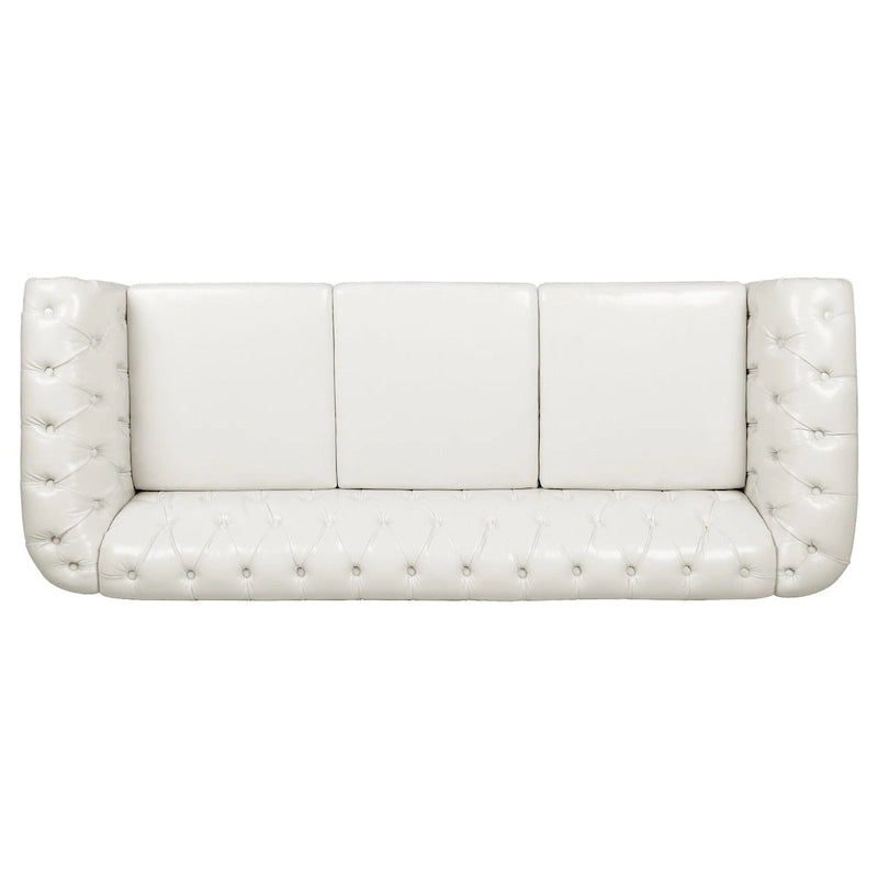 Canapé Chesterfield 3 places en similicuir blanc 84,65 avec dossier capitonné