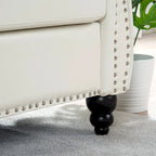 Canapé Chesterfield 3 places en similicuir blanc 84,65 avec dossier capitonné