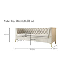 Canapé 3 places en velours 82,7 avec pieds en métal doré