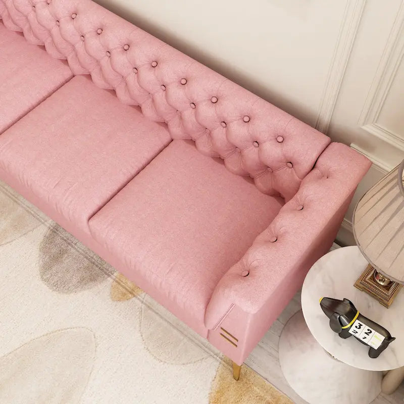 Canapé 3 places en velours 82,7 avec pieds en métal doré