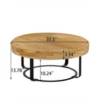 Table basse ronde moderne en bois avec pieds en métal