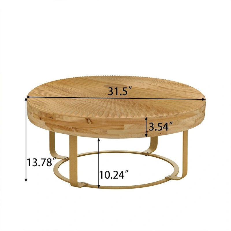 Table basse ronde moderne en bois avec pieds en métal