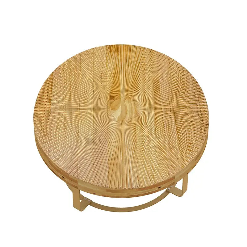 Table basse ronde moderne en bois avec pieds en métal