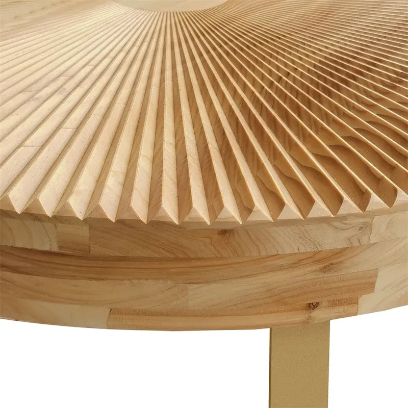 Table basse ronde moderne en bois avec pieds en métal