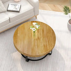 Table basse ronde moderne en bois avec pieds en métal