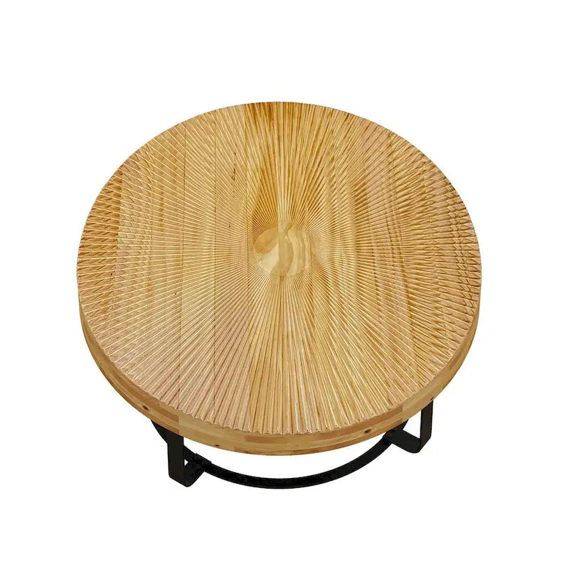 Table basse ronde moderne en bois avec pieds en métal