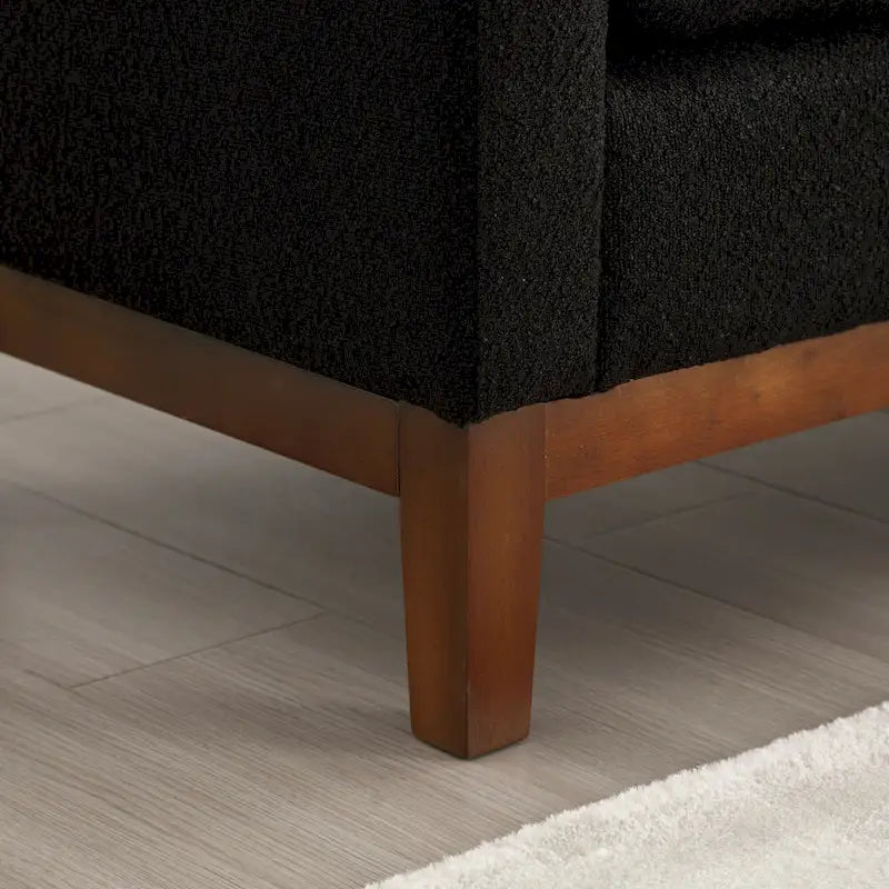 Banc/pouf élégant de 53,5 cm de large, capitonné, avec pieds en bois et coussins cylindriques, idéal pour le pied de lit, la chambre, le salon ou l'entrée.