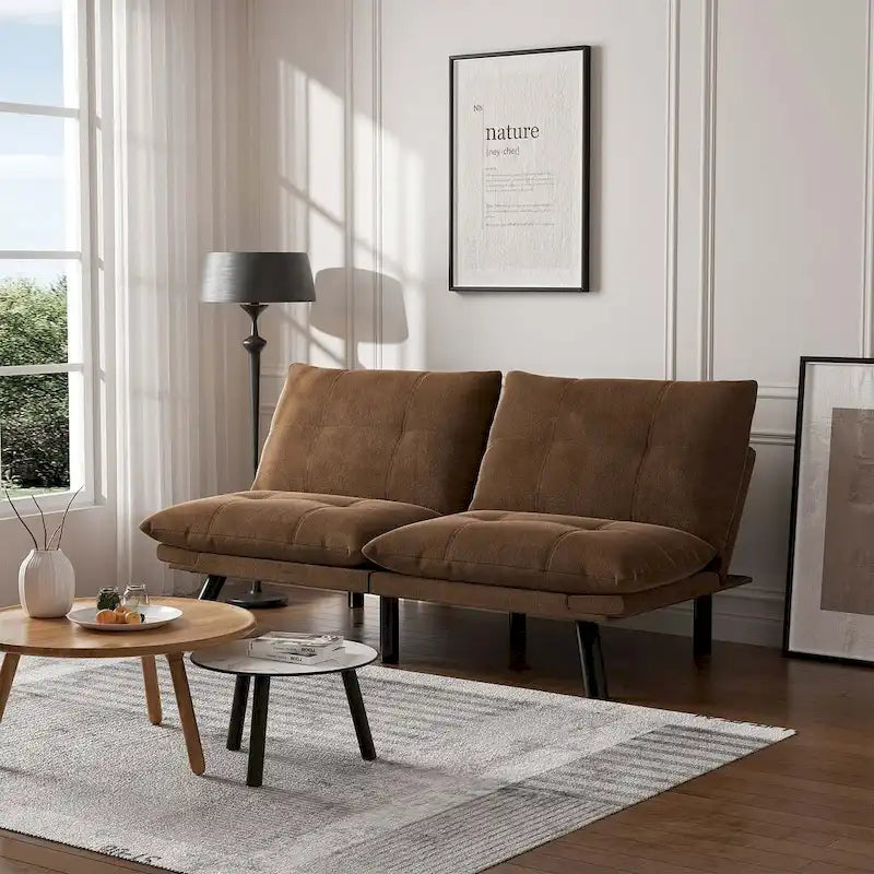 Canapé-lit 2 places moderne rembourré avec dossier et accoudoirs réglables - 70:l