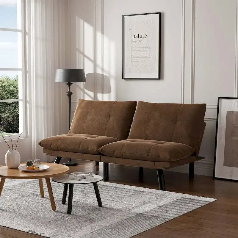 Canapé-lit 2 places moderne rembourré avec dossier et accoudoirs réglables - 70:l