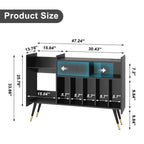 Support pour platine vinyle avec rangement pour disques - 13,78 cm (P) x 47,24 cm (L) x 33,66 cm (H)