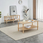 Table basse rectangulaire à deux niveaux pour salon