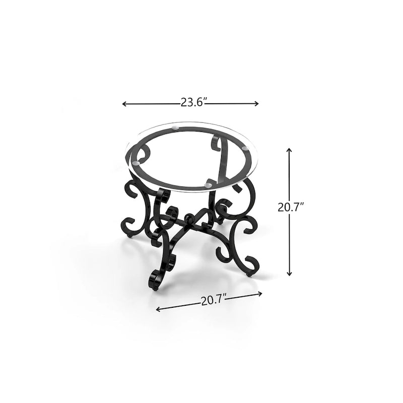 Ensemble de 3 tables basses avec plateau en verre trempé, table d'appoint ronde robuste pour salon