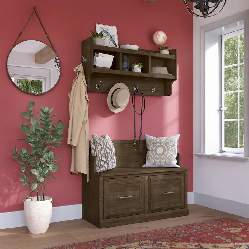 Banc d'entrée et étagère murale Woodland 40W de Bush Furniture
