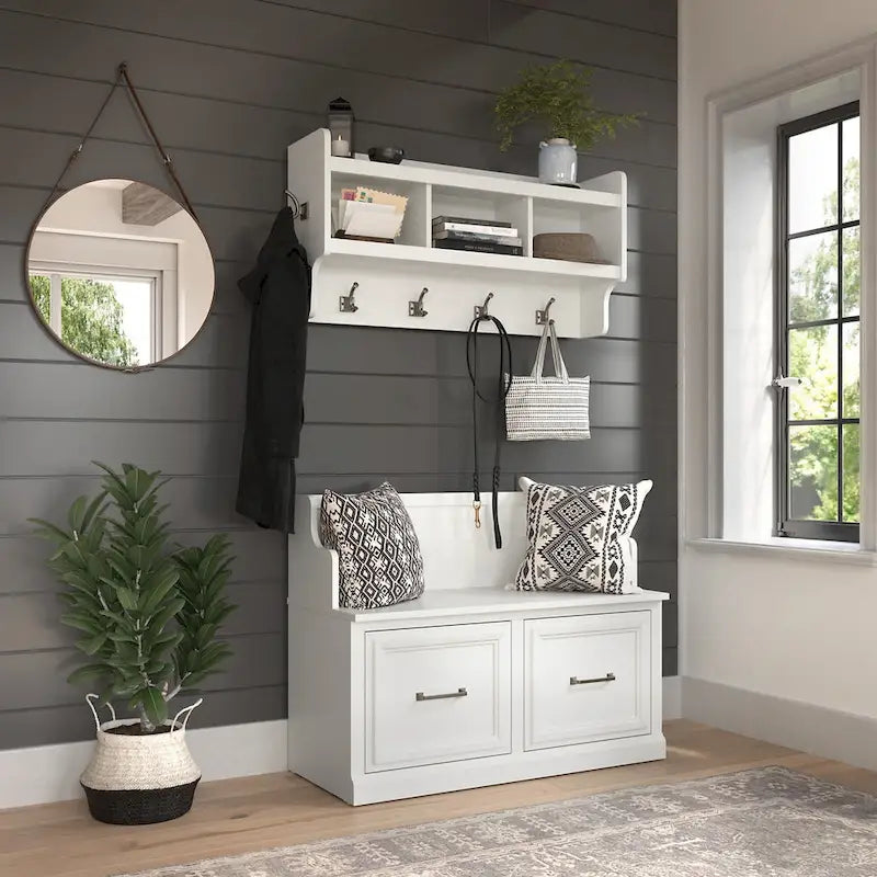 Banc d'entrée et étagère murale Woodland 40W de Bush Furniture