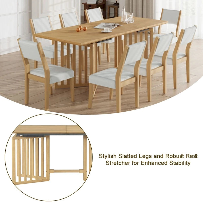 Ensemble de table à manger extensible 9 pièces de style campagnard avec rallonges amovibles