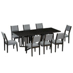 Ensemble de table à manger extensible 9 pièces de style campagnard avec rallonges amovibles