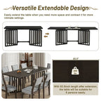 Ensemble de table à manger extensible 9 pièces de style campagnard avec rallonges amovibles
