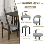 Ensemble de table à manger extensible 9 pièces de style campagnard avec rallonges amovibles