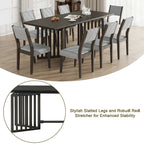 Ensemble de table à manger extensible 9 pièces de style campagnard avec rallonges amovibles
