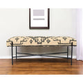 Banc rembourré HomeRoots 48 en mélange de coton crème et noir, style sud-ouest - 122 cm x 46 cm x 41 cm