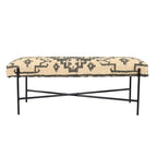 Banc rembourré HomeRoots 48 en mélange de coton crème et noir, style sud-ouest - 122 cm x 46 cm x 41 cm