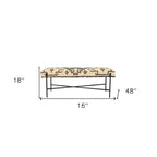 Banc rembourré HomeRoots 48 en mélange de coton crème et noir, style sud-ouest - 122 cm x 46 cm x 41 cm