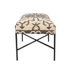 Banc rembourré HomeRoots 48 en mélange de coton crème et noir, style sud-ouest - 122 cm x 46 cm x 41 cm