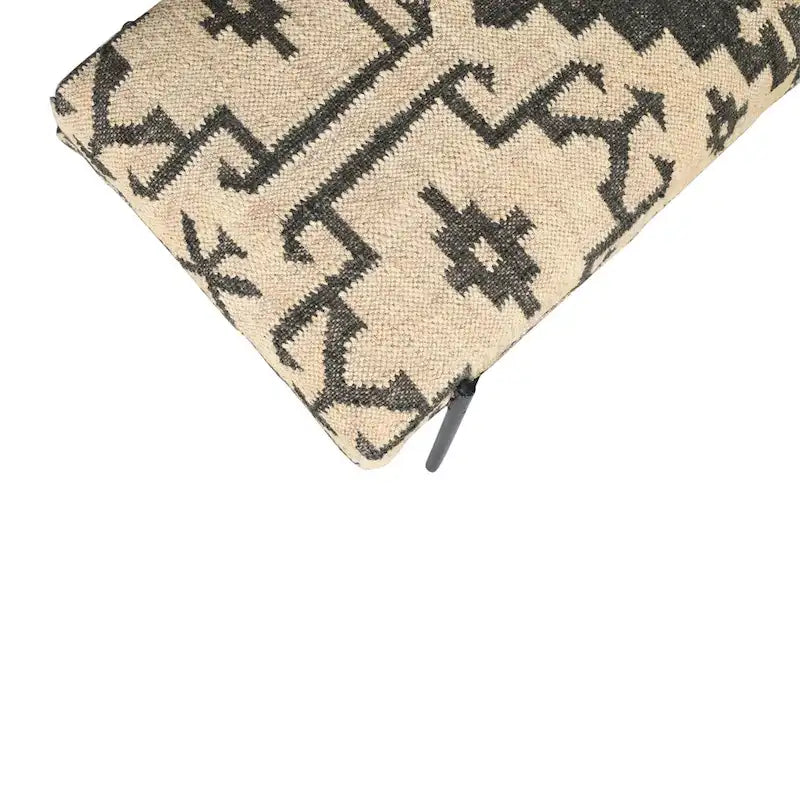 Banc rembourré HomeRoots 48 en mélange de coton crème et noir, style sud-ouest - 122 cm x 46 cm x 41 cm