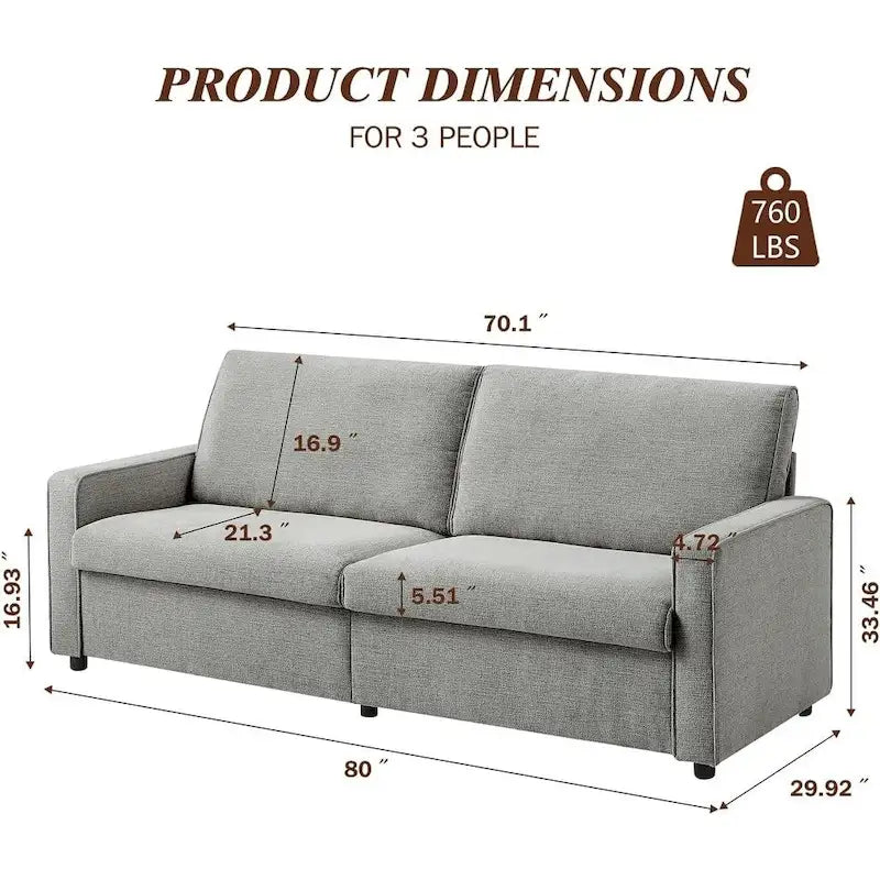 Canapé deux places moderne en lin chenille 80 pour salon