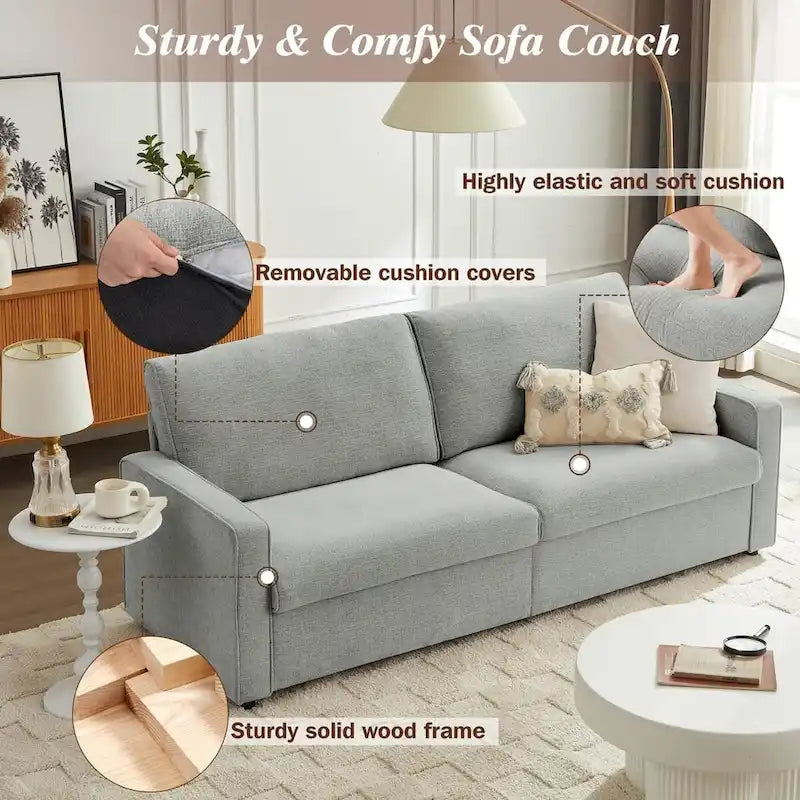 Canapé deux places moderne en lin chenille 80 pour salon