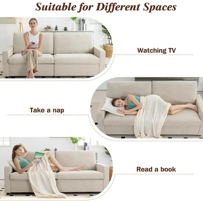 Canapé deux places moderne en lin chenille 80 pour salon