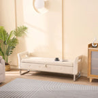 Banc de rangement en velours de 67,91 cm de large avec accoudoirs pour salon, entrée et chambre.