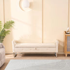 Banc de rangement en velours de 67,91 cm de large avec accoudoirs pour salon, entrée et chambre.
