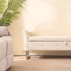Banc de rangement en velours de 67,91 cm de large avec accoudoirs pour salon, entrée et chambre.