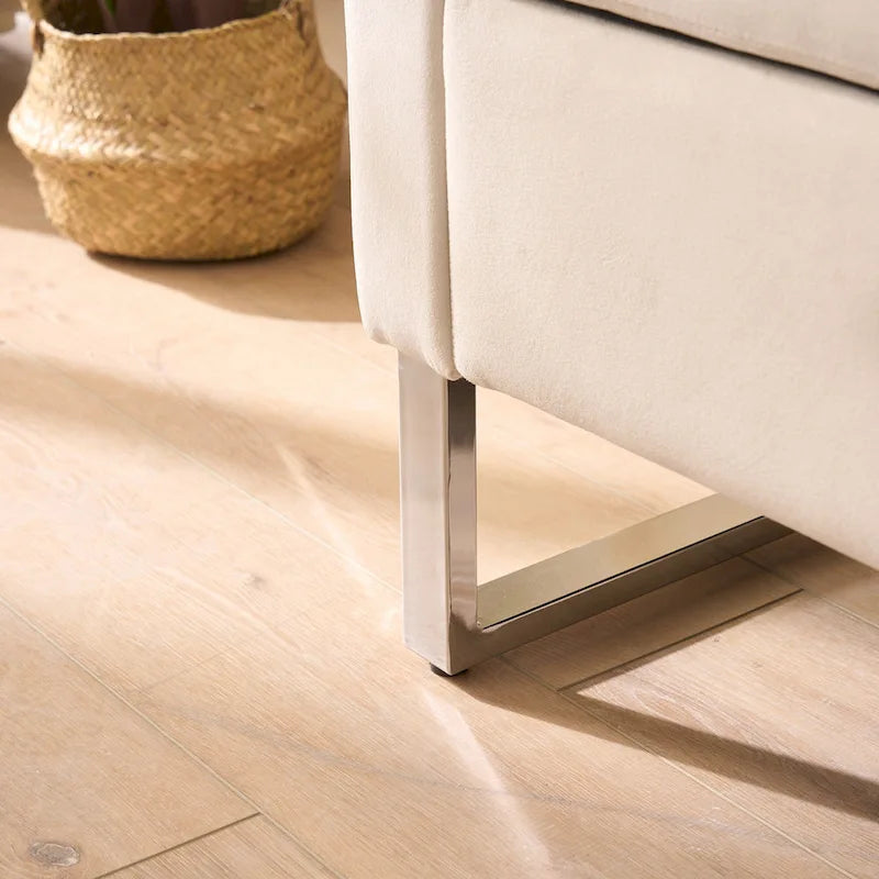 Banc de rangement en velours de 67,91 cm de large avec accoudoirs pour salon, entrée et chambre.