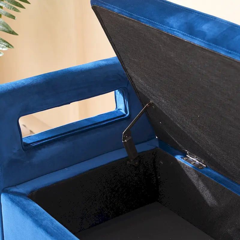 Banc de rangement en velours de 67,91 cm de large avec accoudoirs pour salon, entrée et chambre.