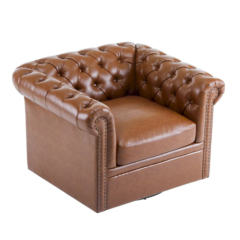 Fauteuil club pivotant capitonné Chesterfield Wiers par Christopher Knight Home