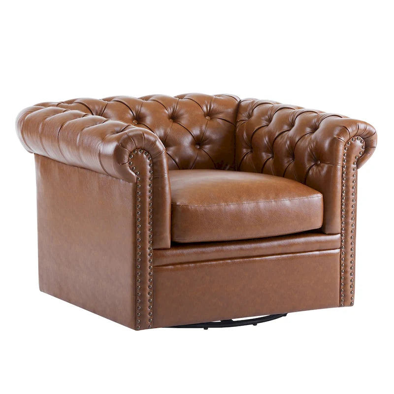Fauteuil club pivotant capitonné Chesterfield Wiers par Christopher Knight Home