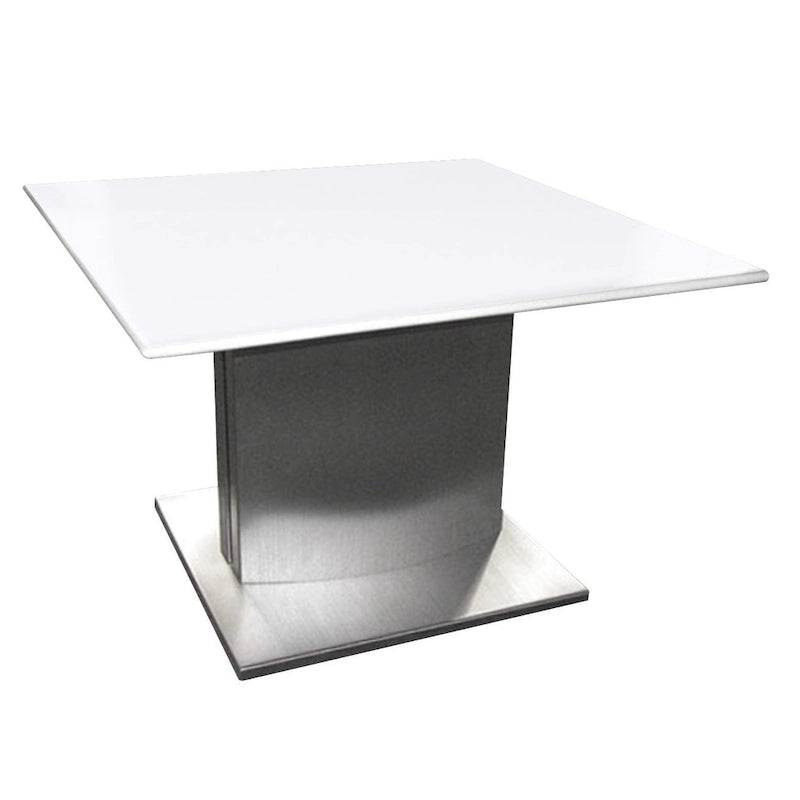 Table d'appoint carrée HomeRoots 22 en marbre blanc et argent et métal - 54,6 cm x 55,9 cm x 54,9 cm