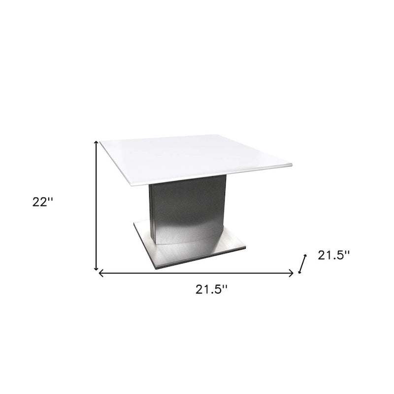 Table d'appoint carrée HomeRoots 22 en marbre blanc et argent et métal - 54,6 cm x 55,9 cm x 54,9 cm