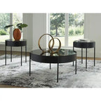 Ensemble de 3 tables d'appoint noires Ardoline de Signature Design by Ashley - 91,4 cm (L) x 91,4 cm (P) x 46,4 cm (H)
