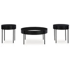 Ensemble de 3 tables d'appoint noires Ardoline de Signature Design by Ashley - 91,4 cm (L) x 91,4 cm (P) x 46,4 cm (H)