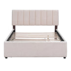 Lit plateforme double en polaire teddy avec lit gigogne, cadre de lit rembourré et tête de lit capitonnée, lit superposé, gain de place, montage facile