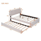 Lit plateforme double en polaire teddy avec lit gigogne, cadre de lit rembourré et tête de lit capitonnée, lit superposé, gain de place, montage facile